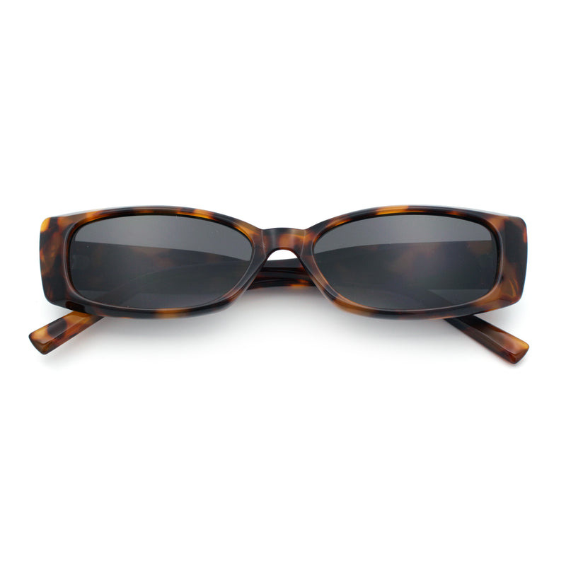 Womens Narrow Rectangle Cat Eye Retro Gothic Diva Sunglasses