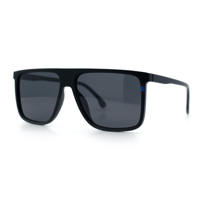 Polarized Oversize Flat Top Rectangle Horn Rim Plastic Mens Fashion Sunglasses