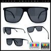 Polarized Oversize Flat Top Rectangle Horn Rim Plastic Mens Fashion Sunglasses