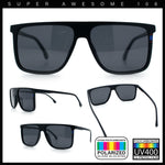 Polarized Oversize Flat Top Rectangle Horn Rim Plastic Mens Fashion Sunglasses