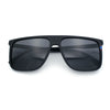 Polarized Oversize Flat Top Rectangle Horn Rim Plastic Mens Fashion Sunglasses