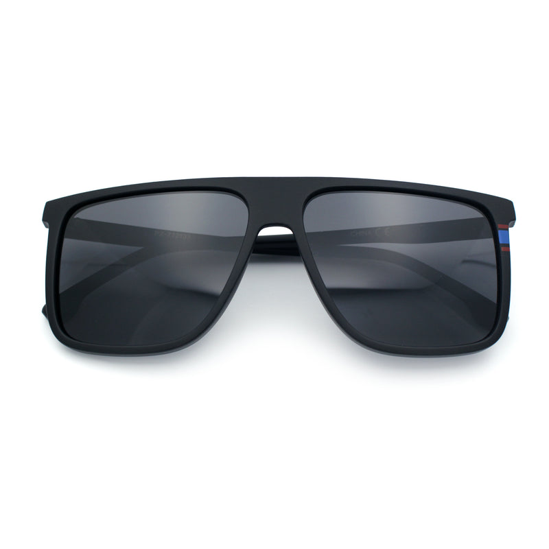 Polarized Oversize Flat Top Rectangle Horn Rim Plastic Mens Fashion Sunglasses