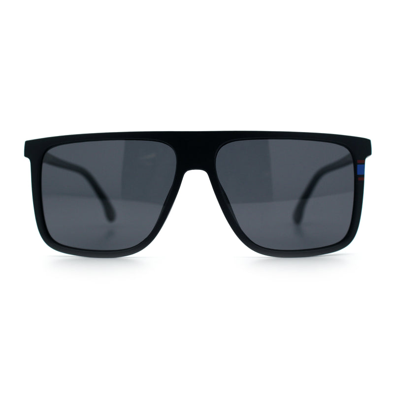Polarized Oversize Flat Top Rectangle Horn Rim Plastic Mens Fashion Sunglasses