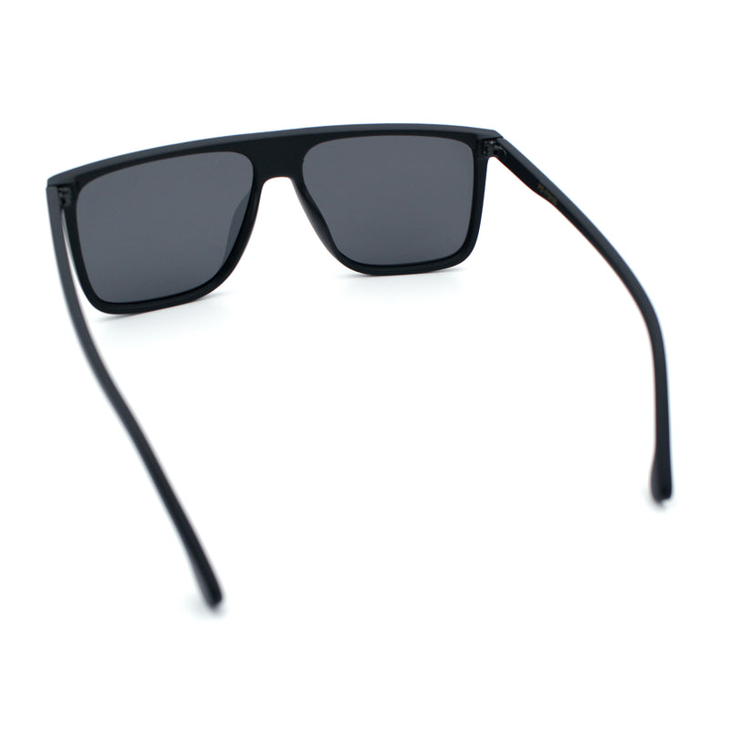 Polarized Oversize Flat Top Rectangle Horn Rim Plastic Mens Fashion Sunglasses