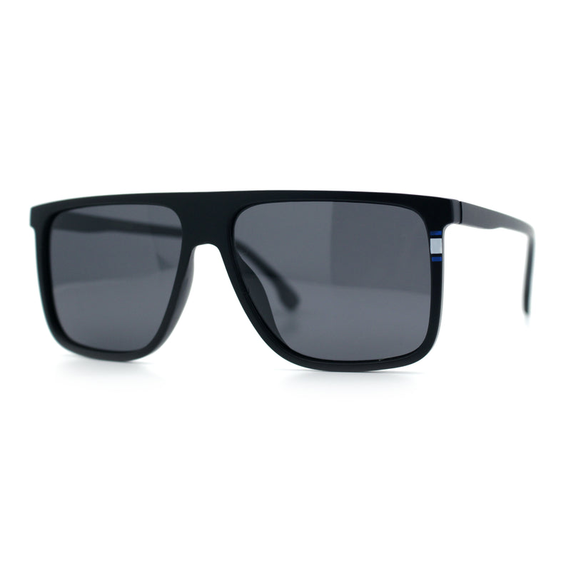 Polarized Oversize Flat Top Rectangle Horn Rim Plastic Mens Fashion Sunglasses