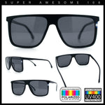 Polarized Oversize Flat Top Rectangle Horn Rim Plastic Mens Fashion Sunglasses