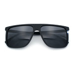 Polarized Oversize Flat Top Rectangle Horn Rim Plastic Mens Fashion Sunglasses