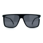 Polarized Oversize Flat Top Rectangle Horn Rim Plastic Mens Fashion Sunglasses