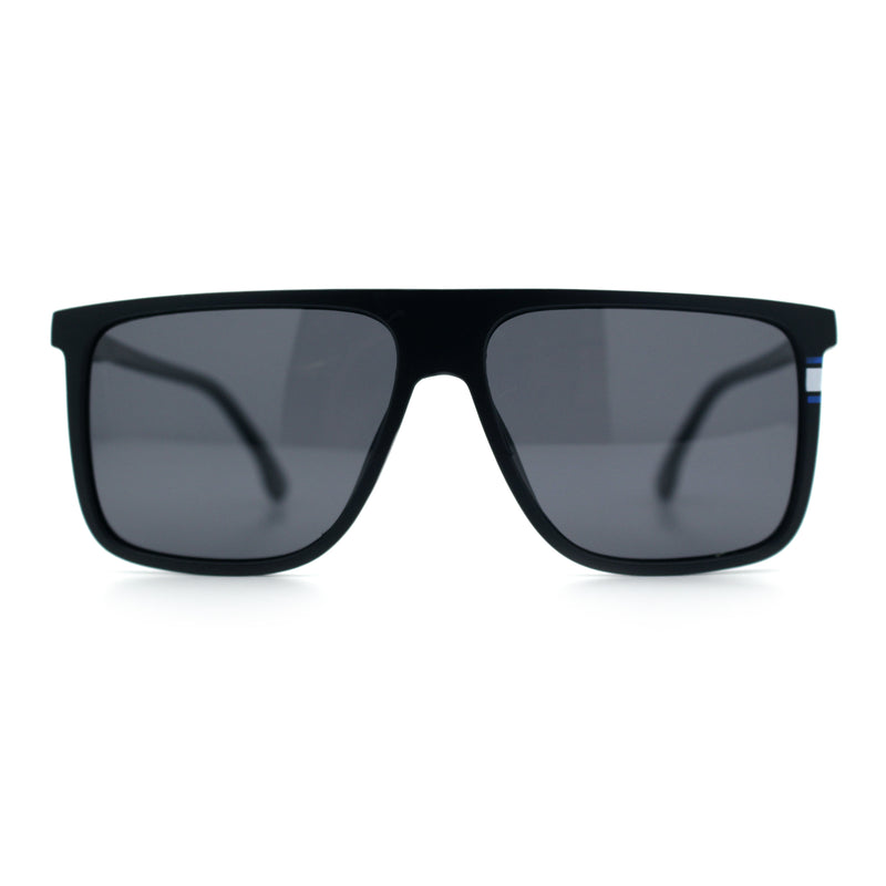 Polarized Oversize Flat Top Rectangle Horn Rim Plastic Mens Fashion Sunglasses