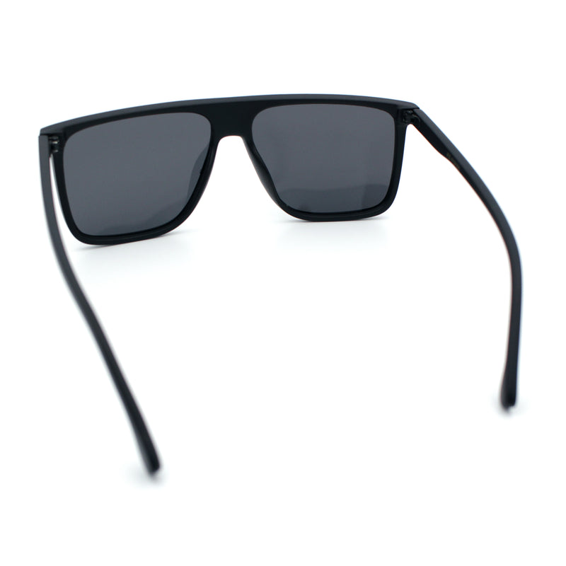 Polarized Oversize Flat Top Rectangle Horn Rim Plastic Mens Fashion Sunglasses