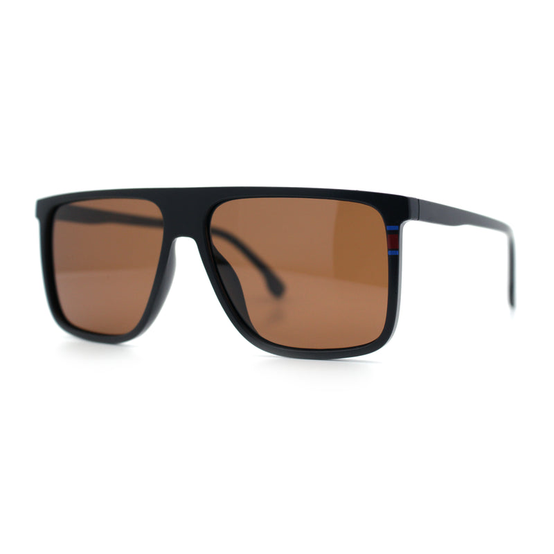 Polarized Oversize Flat Top Rectangle Horn Rim Plastic Mens Fashion Sunglasses