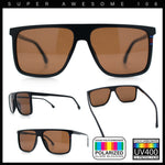 Polarized Oversize Flat Top Rectangle Horn Rim Plastic Mens Fashion Sunglasses