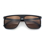 Polarized Oversize Flat Top Rectangle Horn Rim Plastic Mens Fashion Sunglasses