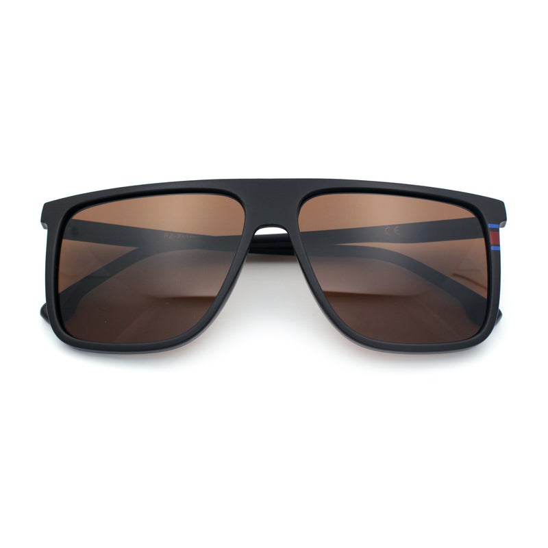 Polarized Oversize Flat Top Rectangle Horn Rim Plastic Mens Fashion Sunglasses