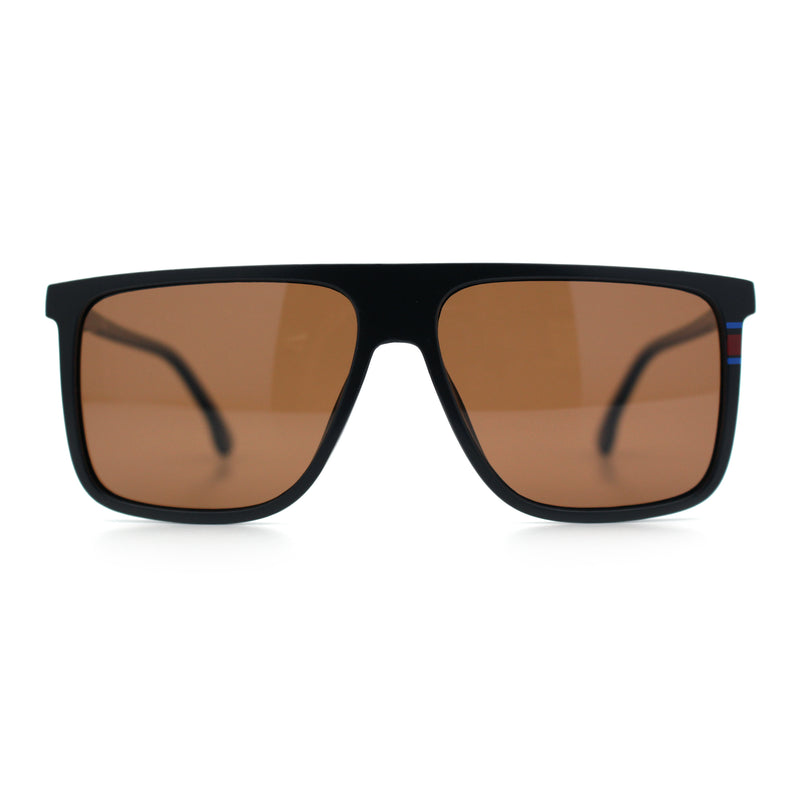 Polarized Oversize Flat Top Rectangle Horn Rim Plastic Mens Fashion Sunglasses