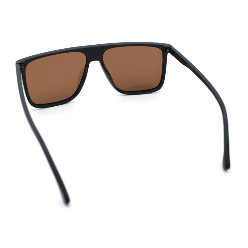 Polarized Oversize Flat Top Rectangle Horn Rim Plastic Mens Fashion Sunglasses