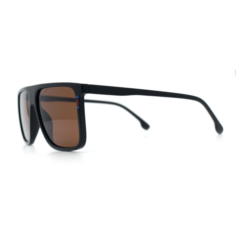 Polarized Oversize Flat Top Rectangle Horn Rim Plastic Mens Fashion Sunglasses