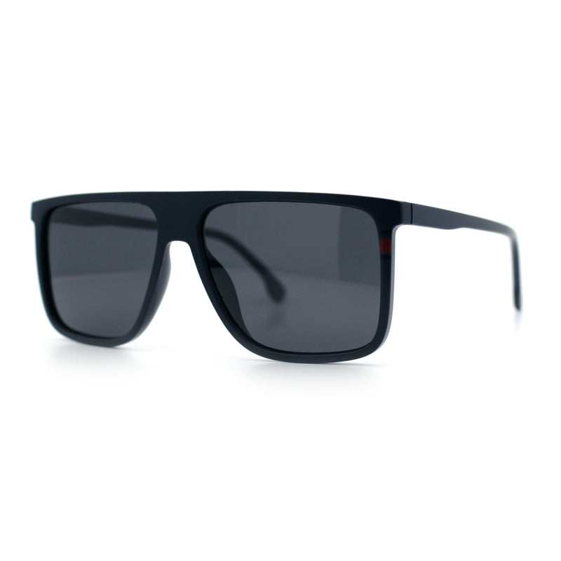 Polarized Oversize Flat Top Rectangle Horn Rim Plastic Mens Fashion Sunglasses