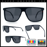 Polarized Oversize Flat Top Rectangle Horn Rim Plastic Mens Fashion Sunglasses
