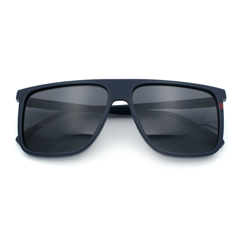 Polarized Oversize Flat Top Rectangle Horn Rim Plastic Mens Fashion Sunglasses