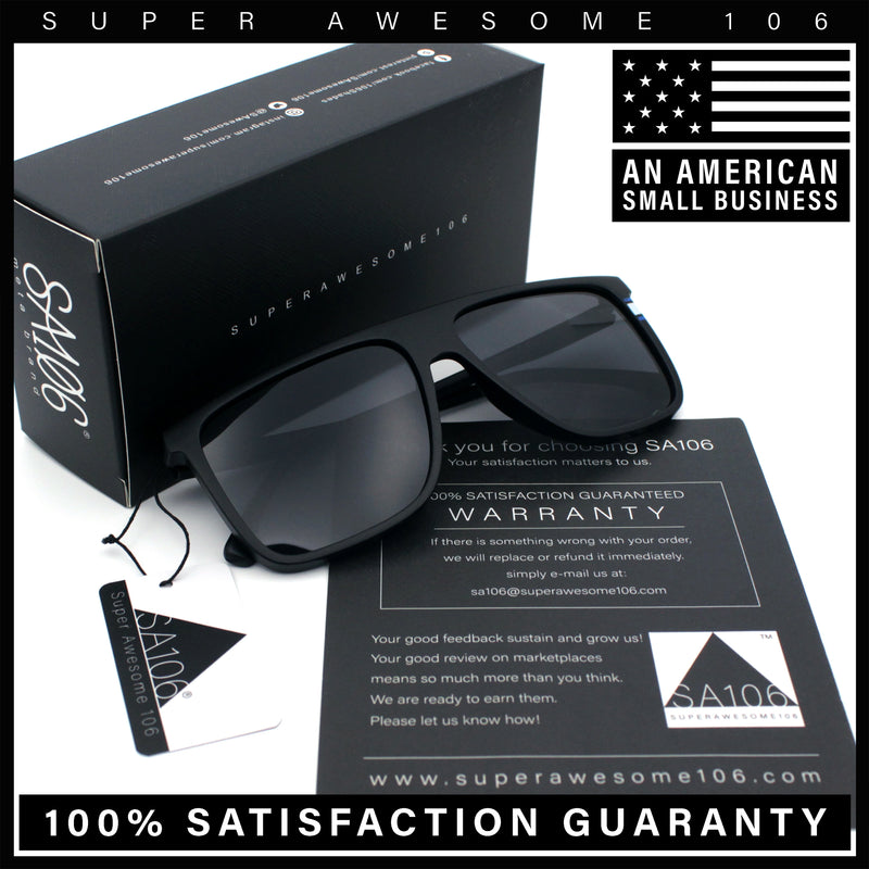 Polarized Oversize Flat Top Rectangle Horn Rim Plastic Mens Fashion Sunglasses