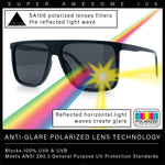 Polarized Oversize Flat Top Rectangle Horn Rim Plastic Mens Fashion Sunglasses