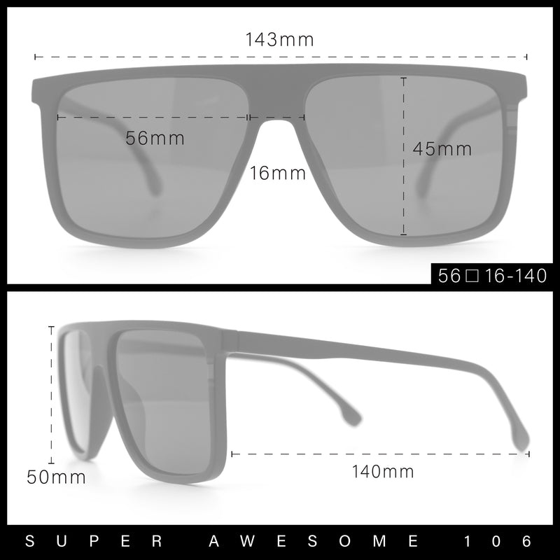 Polarized Oversize Flat Top Rectangle Horn Rim Plastic Mens Fashion Sunglasses