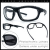 Photochromic Mens Choppers Oval Wrap Around Biker Riding Plastic Sunglasses Black Grey