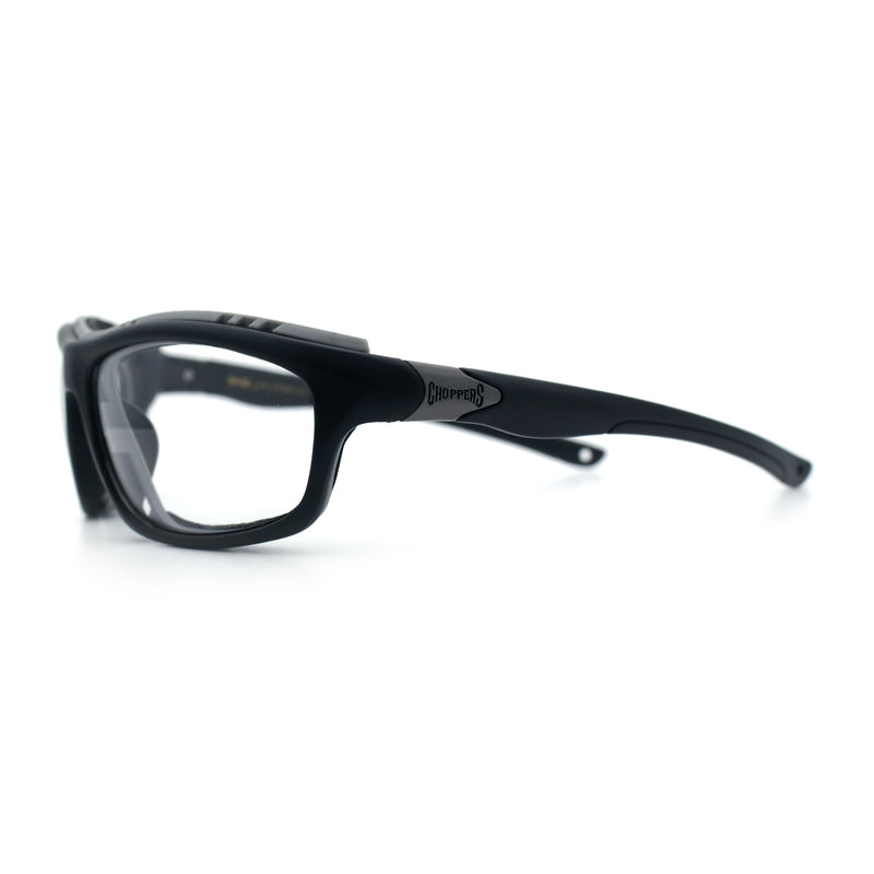 Photochromic Mens Choppers Oval Wrap Around Biker Riding Plastic Sunglasses Black Grey