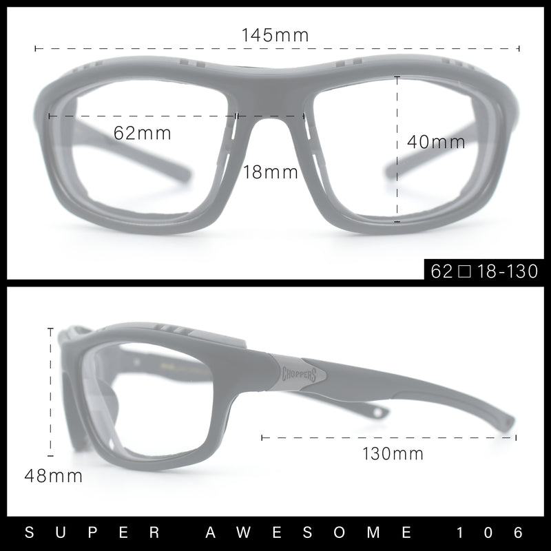 Photochromic Mens Choppers Oval Wrap Around Biker Riding Plastic Sunglasses Black Grey