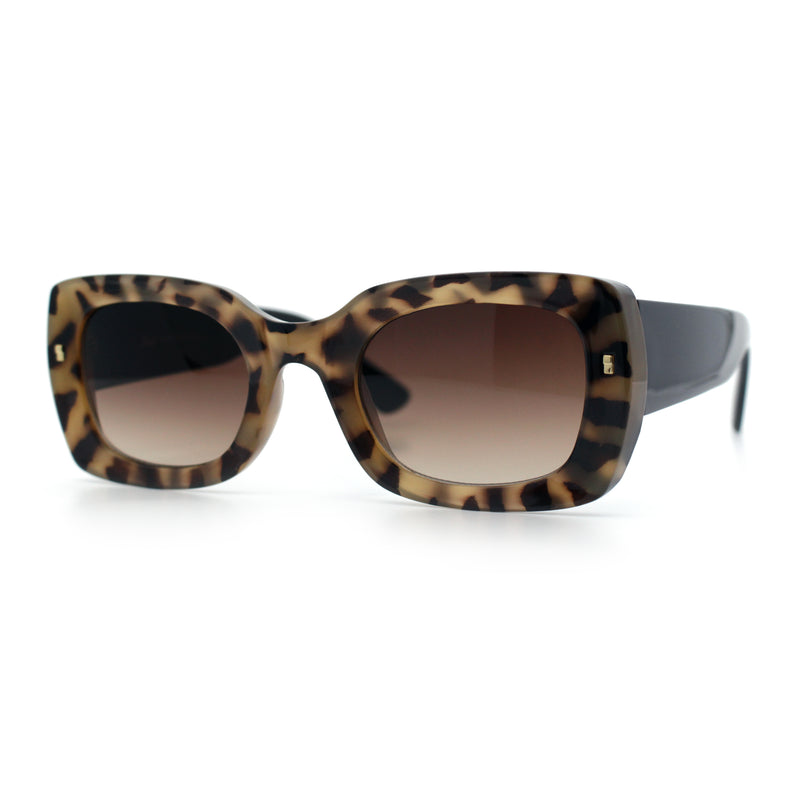 Womens Classy Mod Thick Plastic Rounded Rectangle Fashion Sunglasses