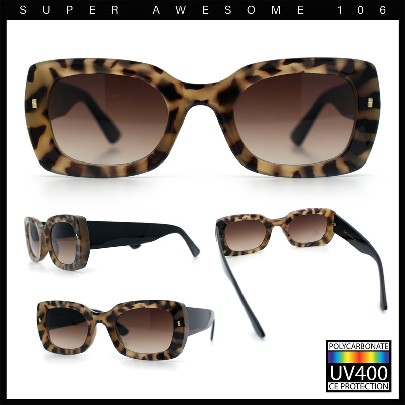 Womens Classy Mod Thick Plastic Rounded Rectangle Fashion Sunglasses