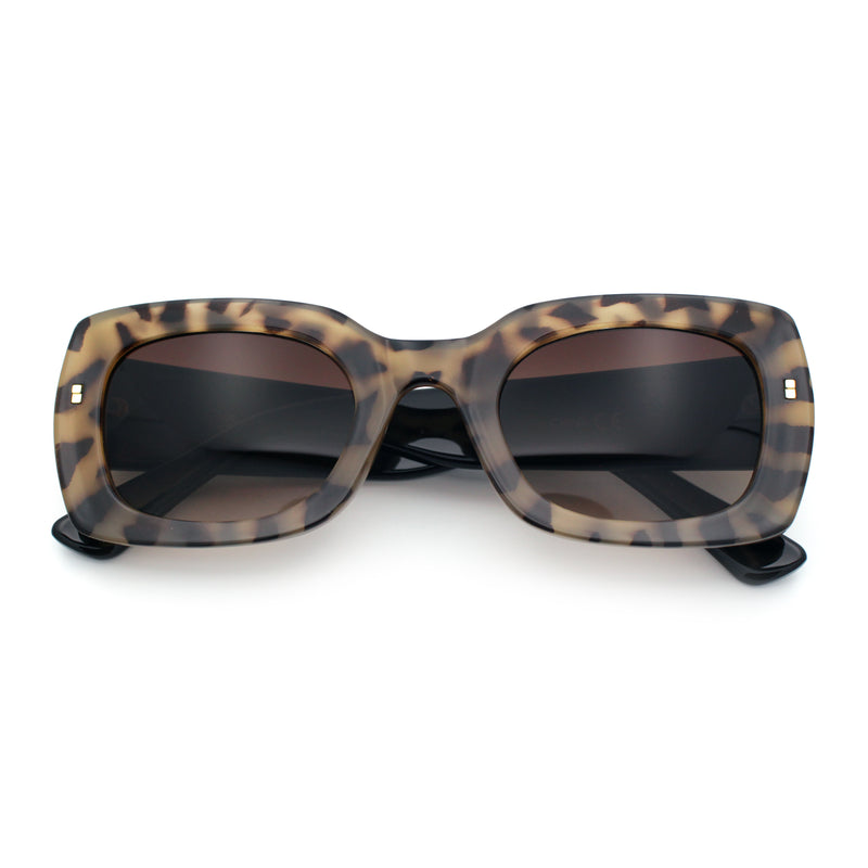 Womens Classy Mod Thick Plastic Rounded Rectangle Fashion Sunglasses
