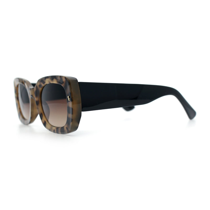 Womens Classy Mod Thick Plastic Rounded Rectangle Fashion Sunglasses