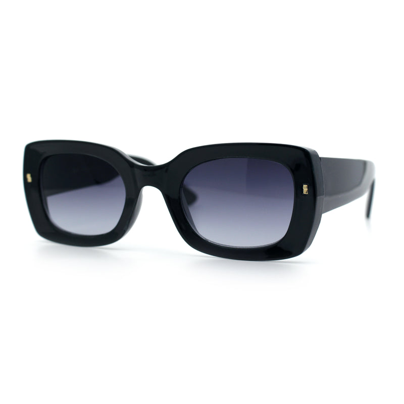 Womens Classy Mod Thick Plastic Rounded Rectangle Fashion Sunglasses