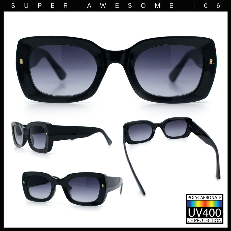 Womens Classy Mod Thick Plastic Rounded Rectangle Fashion Sunglasses