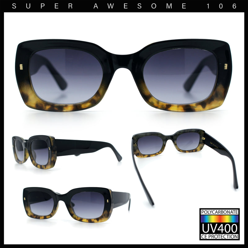 Womens Classy Mod Thick Plastic Rounded Rectangle Fashion Sunglasses