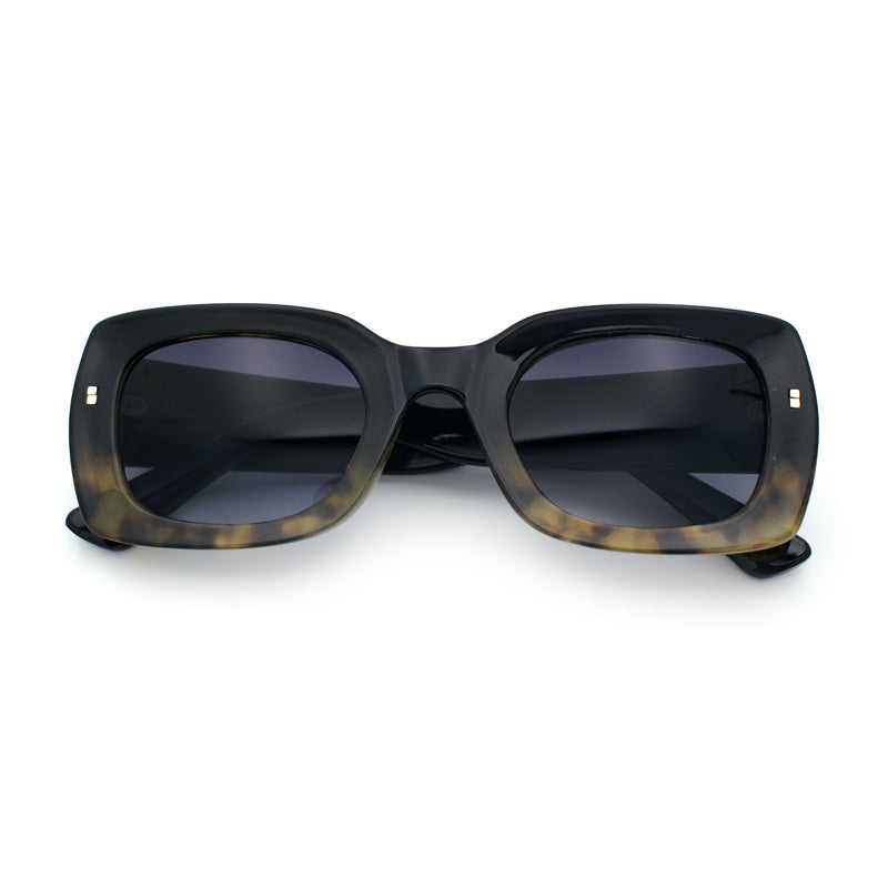 Womens Classy Mod Thick Plastic Rounded Rectangle Fashion Sunglasses