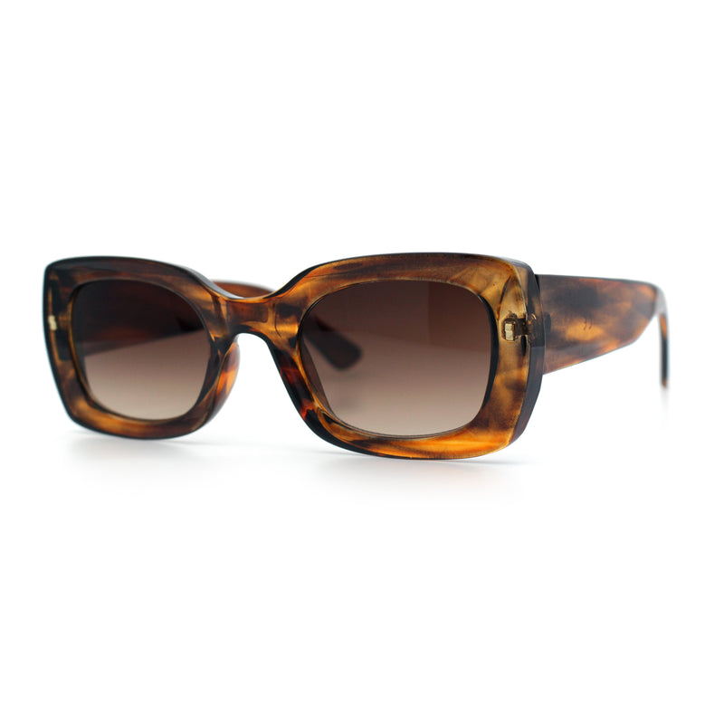 Womens Classy Mod Thick Plastic Rounded Rectangle Fashion Sunglasses