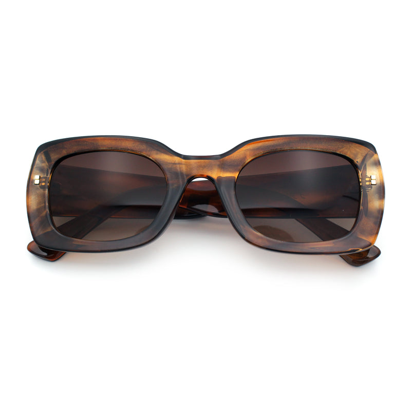 Womens Classy Mod Thick Plastic Rounded Rectangle Fashion Sunglasses