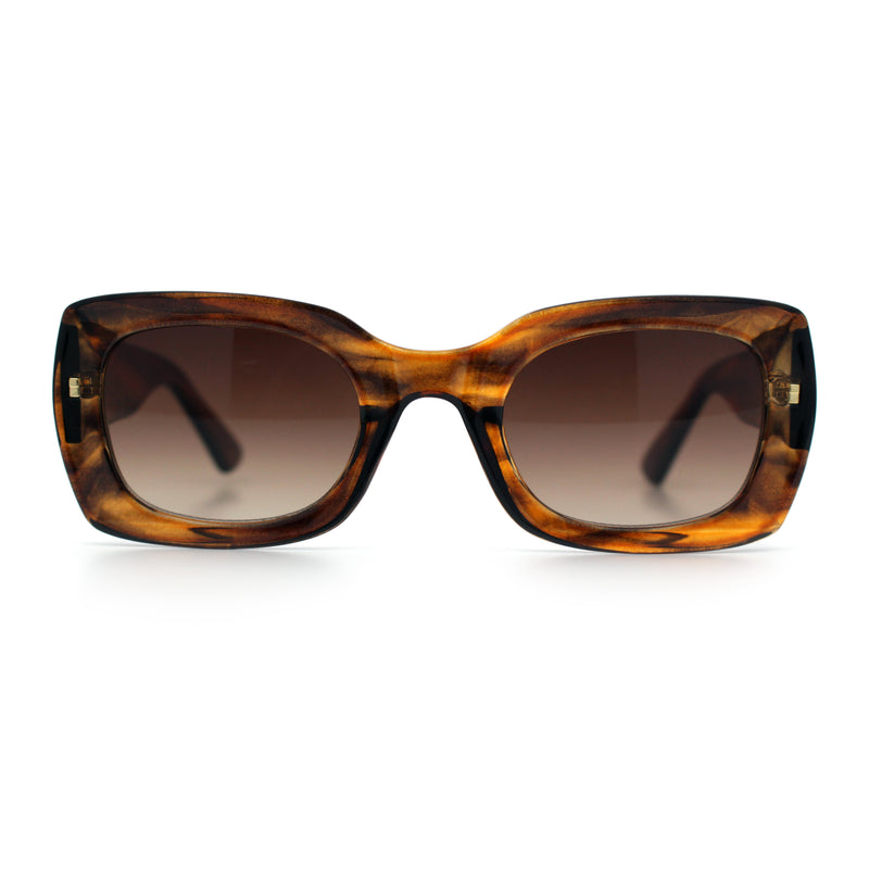 Womens Classy Mod Thick Plastic Rounded Rectangle Fashion Sunglasses