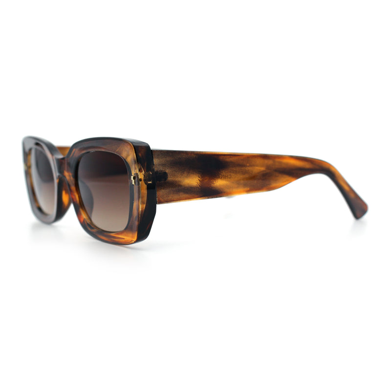 Womens Classy Mod Thick Plastic Rounded Rectangle Fashion Sunglasses
