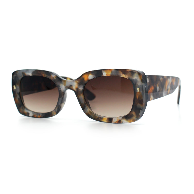 Womens Classy Mod Thick Plastic Rounded Rectangle Fashion Sunglasses