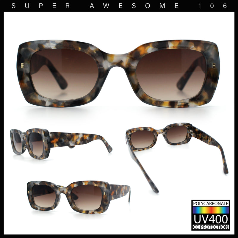 Womens Classy Mod Thick Plastic Rounded Rectangle Fashion Sunglasses