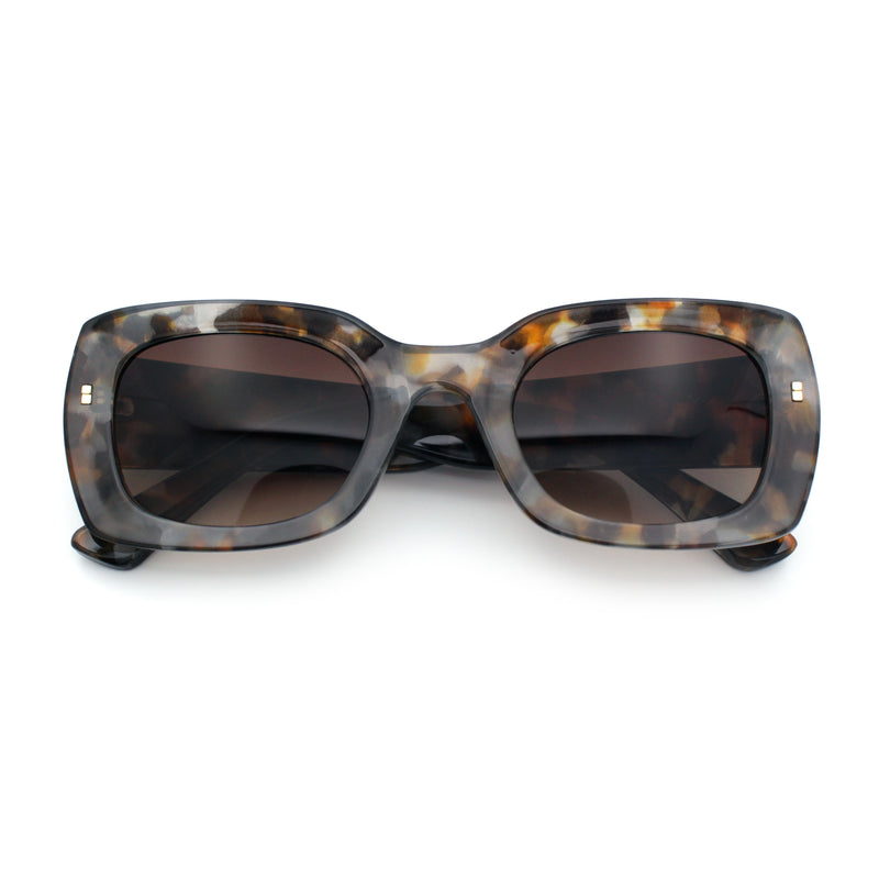 Womens Classy Mod Thick Plastic Rounded Rectangle Fashion Sunglasses