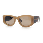 Womens Squared Rectangle Frost Matte Thick Temple Plastic Mod Sunglasses