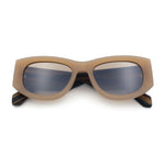 Womens Squared Rectangle Frost Matte Thick Temple Plastic Mod Sunglasses