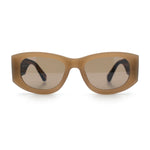 Womens Squared Rectangle Frost Matte Thick Temple Plastic Mod Sunglasses