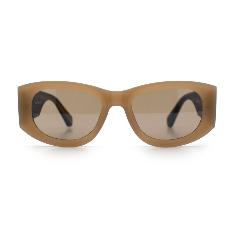 Womens Squared Rectangle Frost Matte Thick Temple Plastic Mod Sunglasses