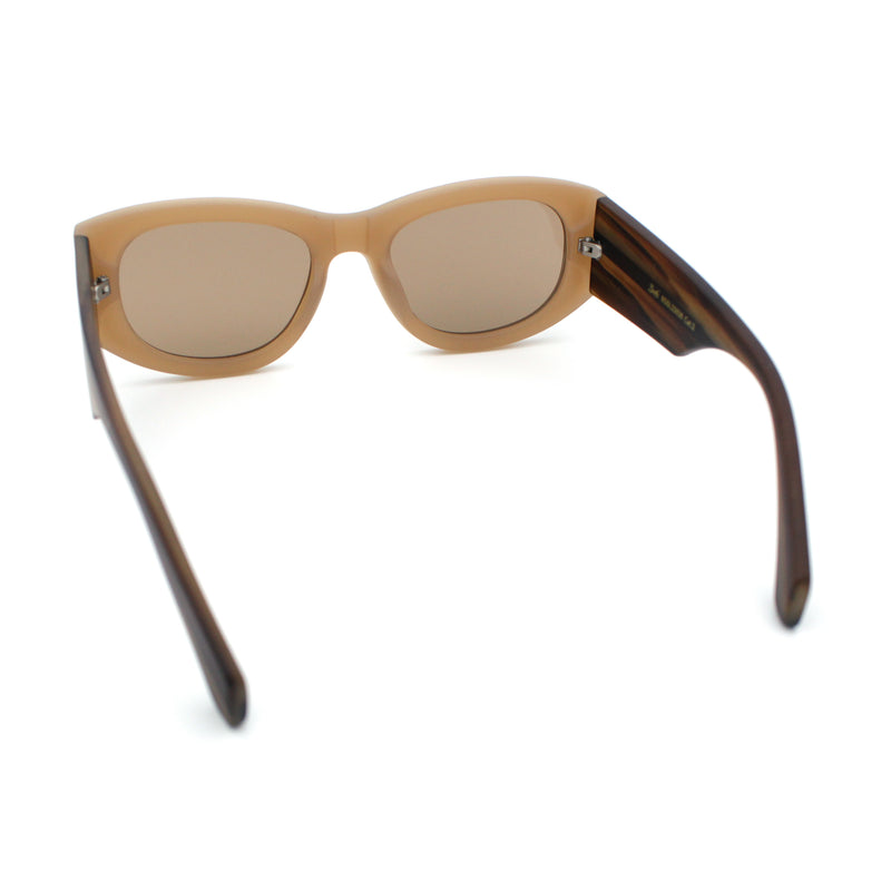 Womens Squared Rectangle Frost Matte Thick Temple Plastic Mod Sunglasses